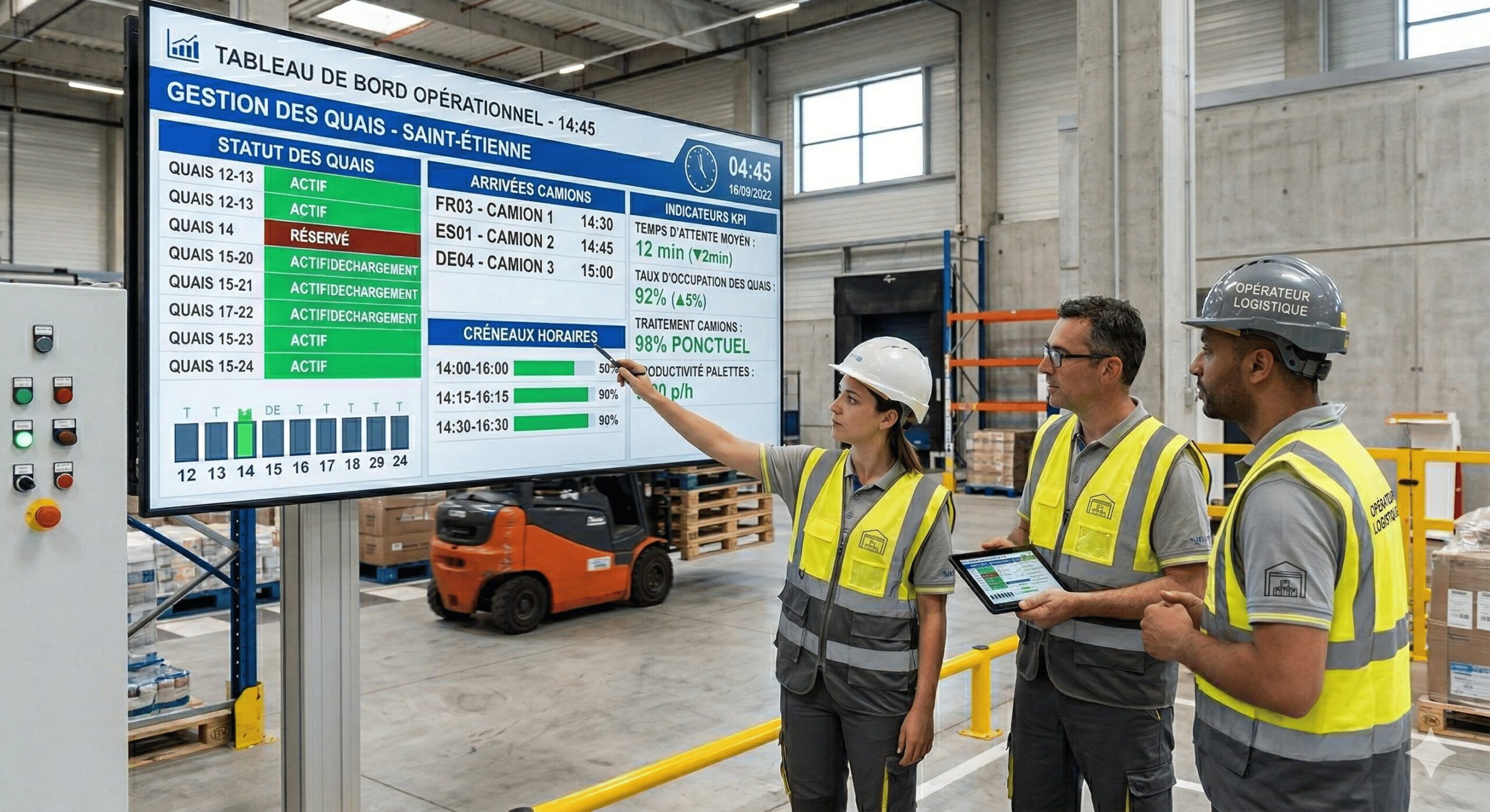 Écran d’affichage dynamique pour la gestion des quais en entrepôt logistique
